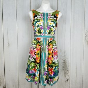 Maggy London Tropical Print Fit & Flare Dress